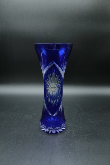 Cobalt Cut-to-Clear Vase