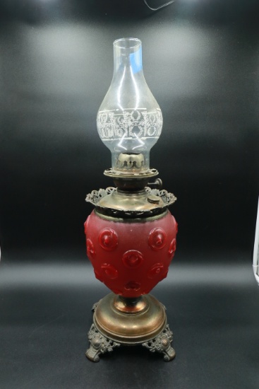 Victorian Ruby Glass Oil Lamp