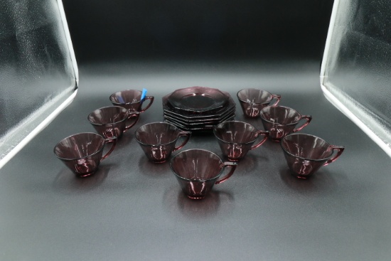 Amethyst Glass Plates & Cups