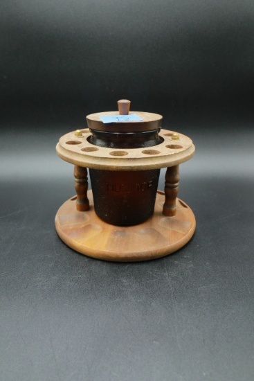 Round Pipe Rack with Amber Glass Humidor