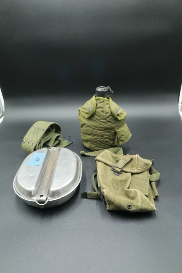Military Canteen Mess Kit, Belt & Pouch