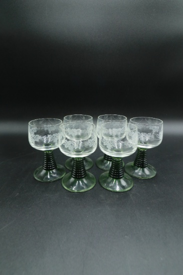 6 Etched Glass Stems