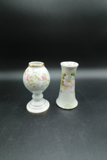 Dresden Vase & Antique Nippon Hat Pin Holder