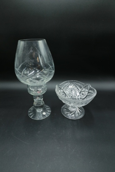 Crystal Candle Holder and Glass Bowl