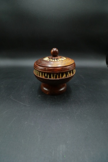 Ethiopian Wood with Porcupine Quill Inlay Bowl