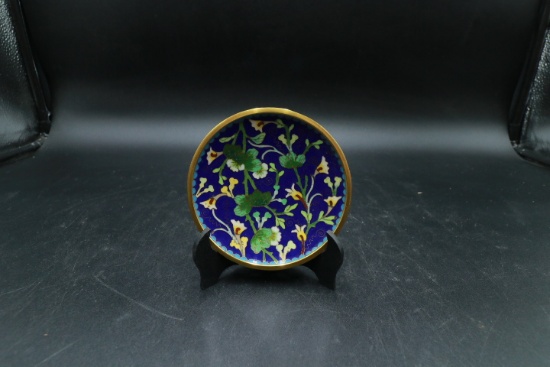 Asian Cloisonné Plate with Stand