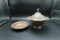 Asian Style Copper Clad Covered Bowl and Under Tray