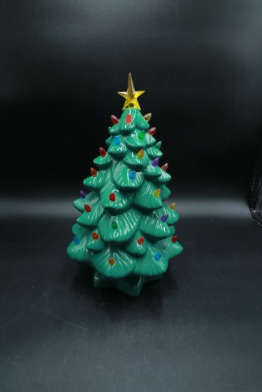 Green Battery Operated Ceramic Christmas Tree