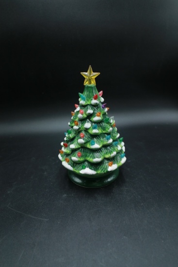 Battery Operated Green Ceramic Christmas Tree