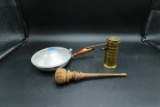 Warmer & Brass Eagle Oil Can & Wooden Item