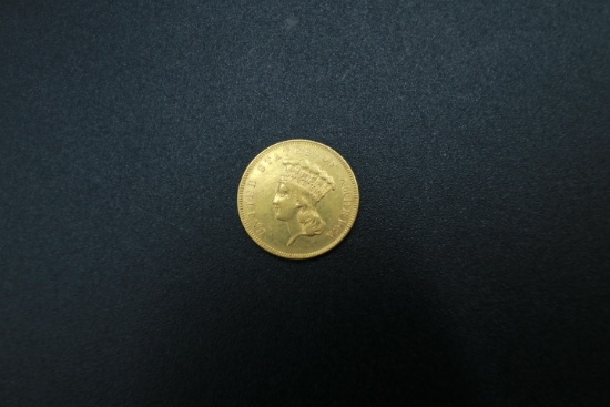 1855 $3 Princess Head Gold Coin
