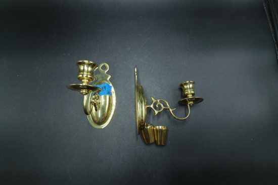 2 Brass Wall Sconces with Tapers