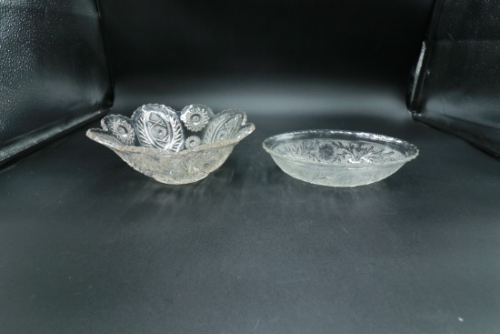 Pressed Glass Bowl & Sandwich Glass Bowl