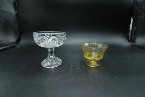 Small Star Pattern Compote & Depression Glass Sherbert