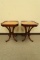 Pair Art Deco Mahogany Leather Top Side Tables w/Gold Embossing