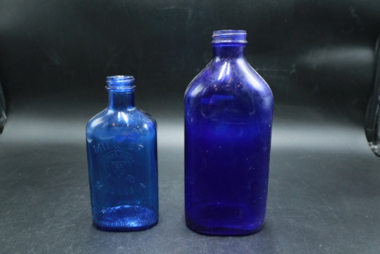 2 Cobalt Glass Bottles