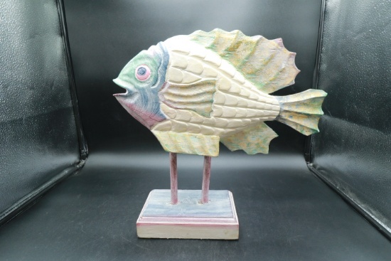 Painted Wooden Fish Figurine