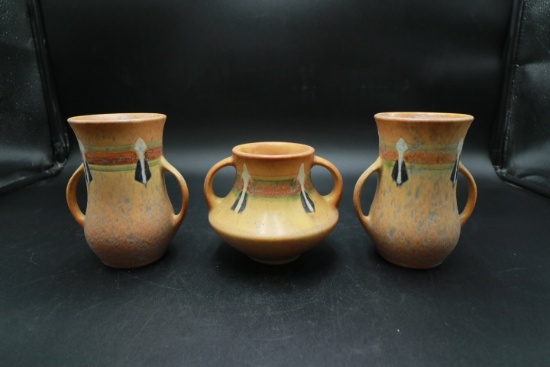Unmarked Pottery Vase Set