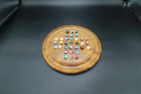 Wooden Game Board with Marbles