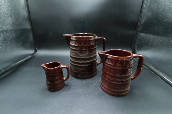 Set of 3 MarCrest Pottery Pitchers