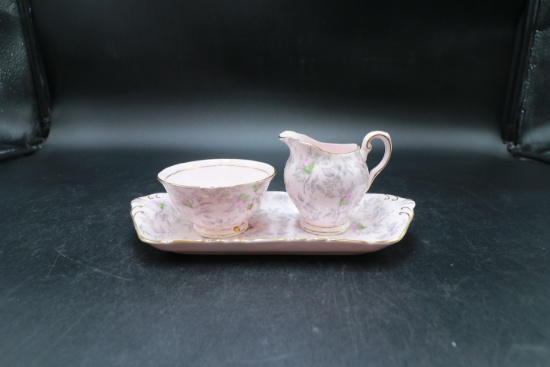 3 Piece English Tuscan Pattern Open Sugar and Creamer Set