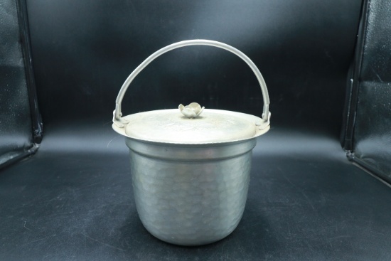 Hammered Aluminum Ice Bucket With Pyrex Glass Insert