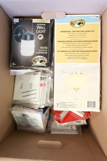 Box of Fittings, Plates, Lights & Misc