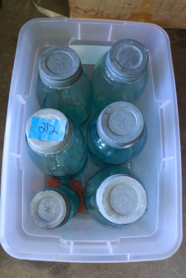 Box of Blue 1/2 Gallon Mason Jars