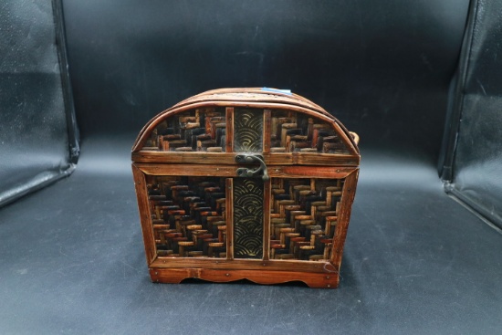 Small Wood And Wicker Decorative Box