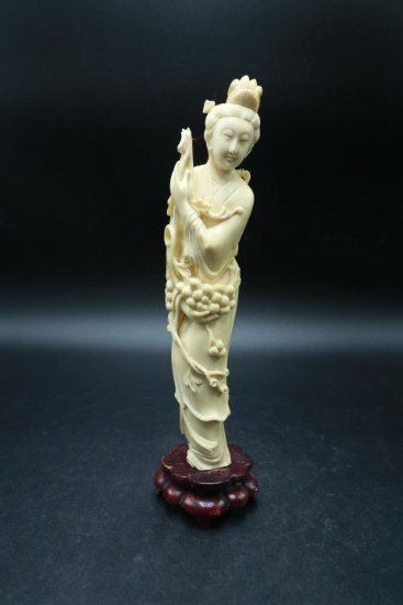 Old Resin Japanese Figure On Stand