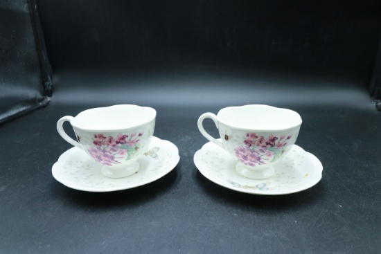 2 Lenox Butterfly Meadow Cups And Saucers