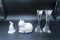 Cat Box, Pair of Candlesticks & Royal Worchester Bell