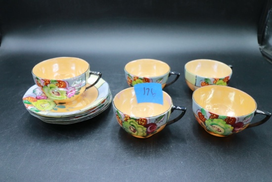 5 Japanese Cups And Saucers