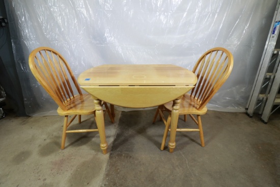 Oak Drop Leaf Kitchen Table And 2 Chairs