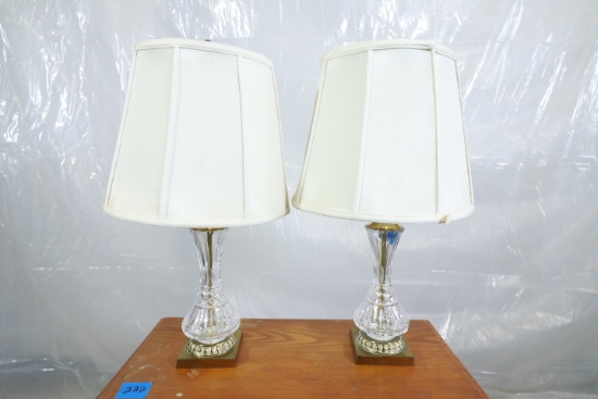 Pair Crystal Lamps With Shades