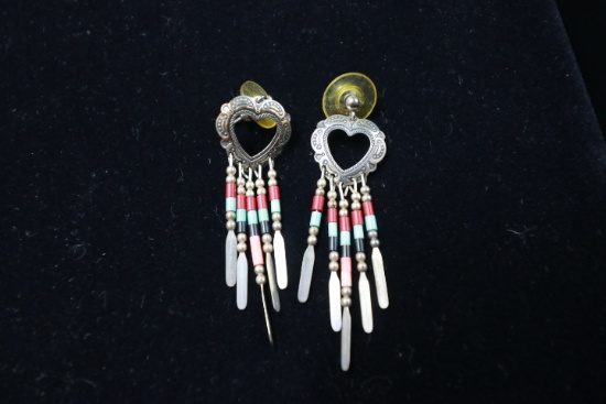 Pair of Native American Style Sterling Silver Earrings