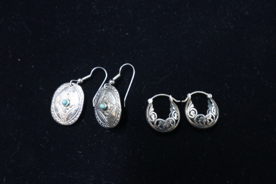 2 Pairs of Sterling Silver Earrings