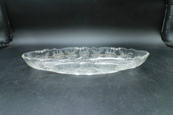 Depression Era Etched Celery Dish