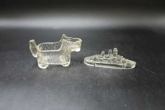 2 Antique Glass Candy Containers