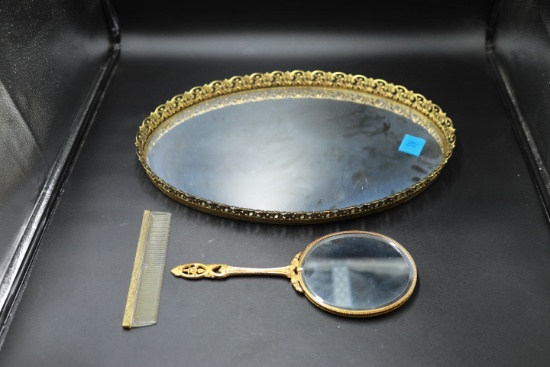 Dresser Plateau with Mirror & Comb