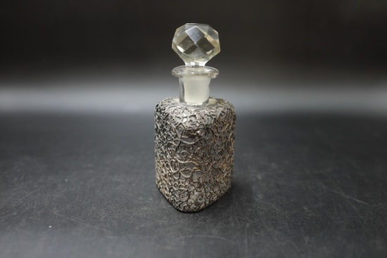 Glass Decanter with Metal Overlay