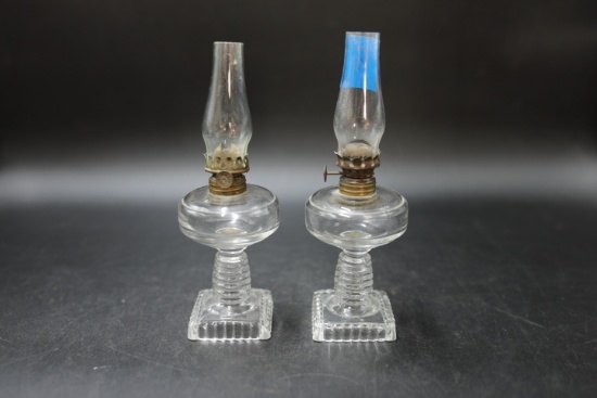 Pair of Antique Oil Courting Lamps