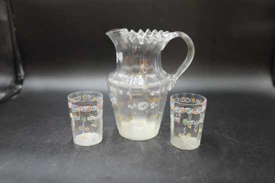 Victorian Pitcher with 2 Glasses