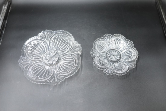 2 Pressed Glass Trays
