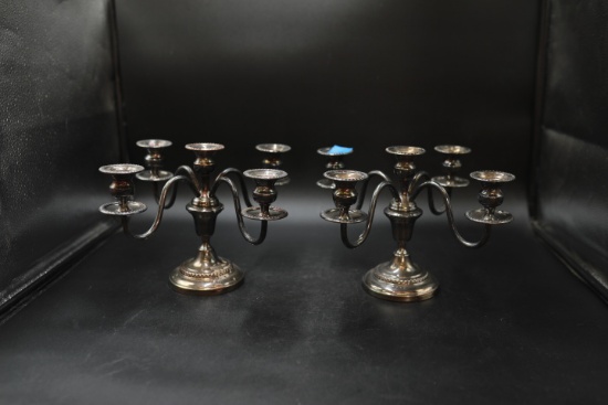Pair of Silver Plated Candlabras