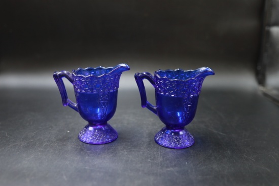 2 Cobalt Glass Creamers