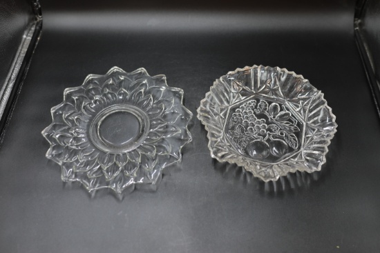 2 Pressed Glass Plates