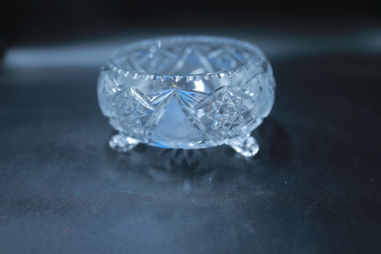 Etched Crystal Footed Bowl
