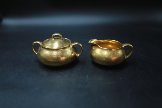 Pair of Gold Wash Sugar & Creamers