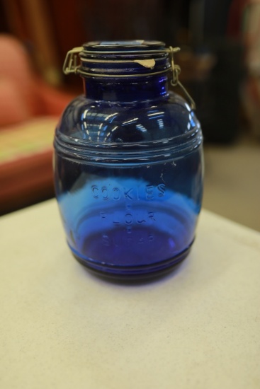 Blue Glass Cannister Jar